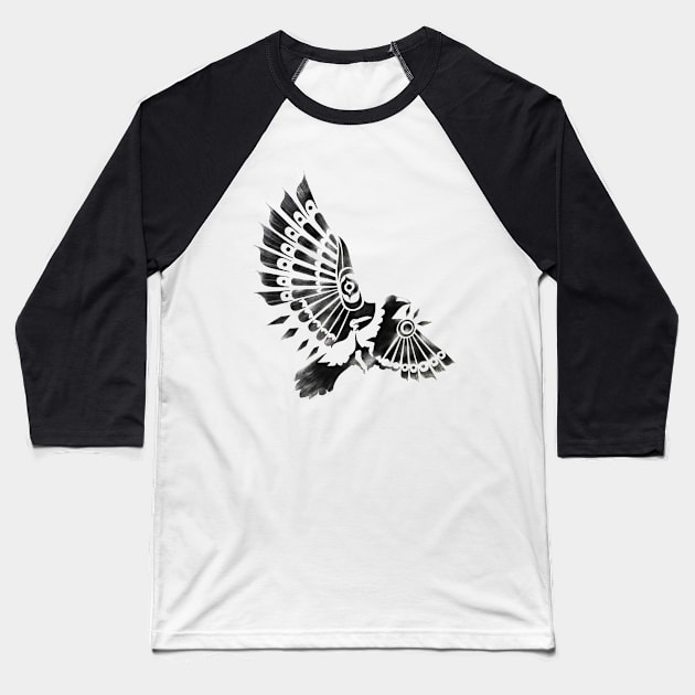 Raven Crow Shaman tribal tattoo design Baseball T-Shirt by SFDesignstudio